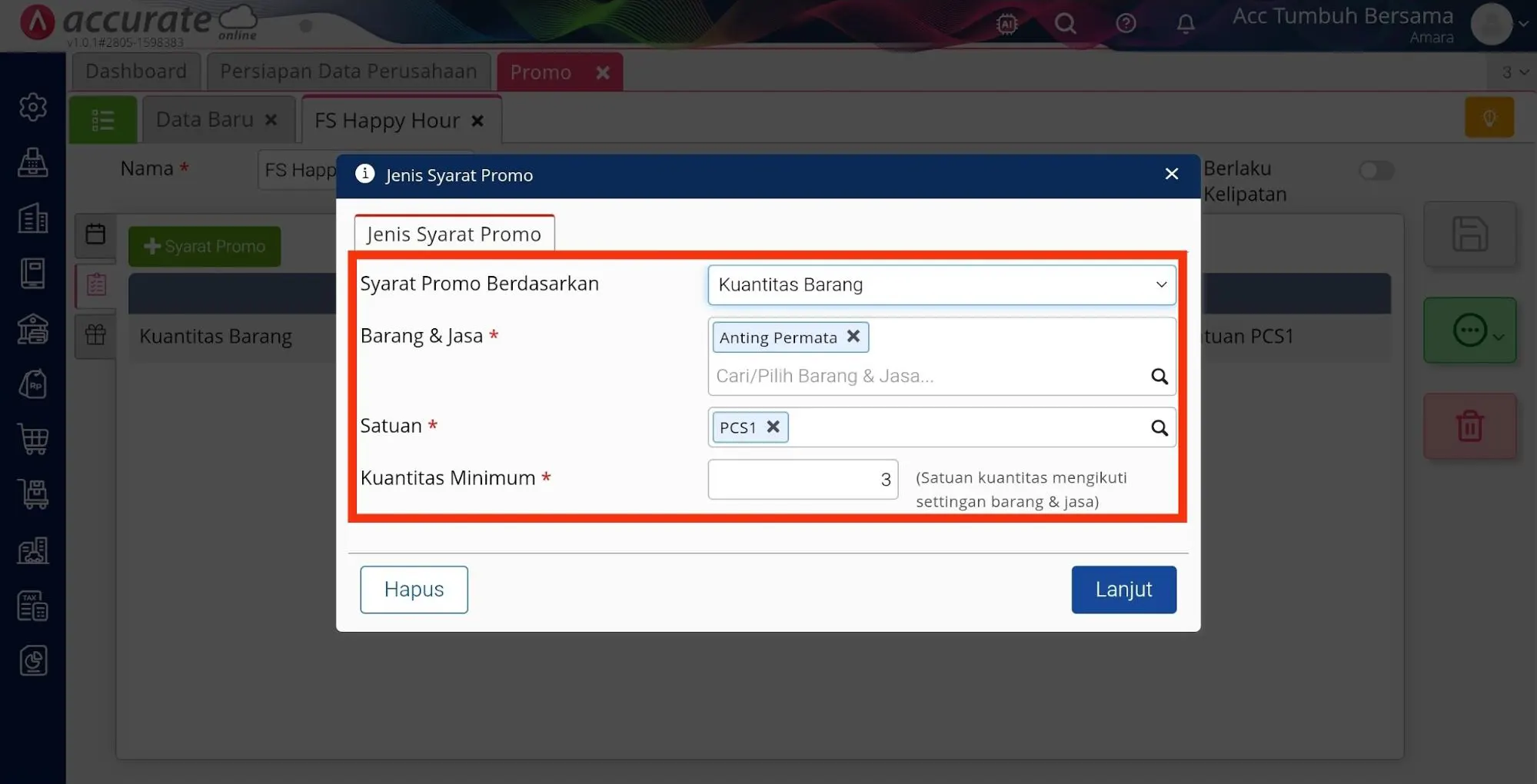 6 Cara membuat promo BOGO pada Accurate POS